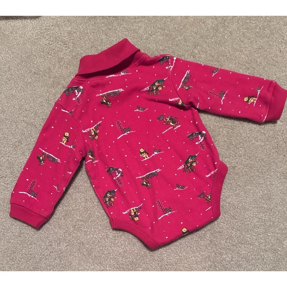 Vtg 90s Winnie The Pooh Long Sleeve Turtleneck Shirt Baby‎ 6 Mos Winter Sledding
